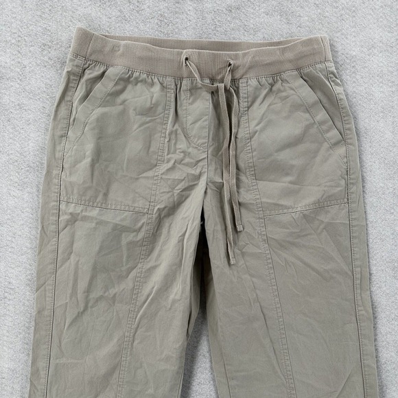 Talbots Pants Womens 8 Elastic Waist Pull Up Cotton Roll Cuff Tan Khaki Cargo - Picture 3 of 13